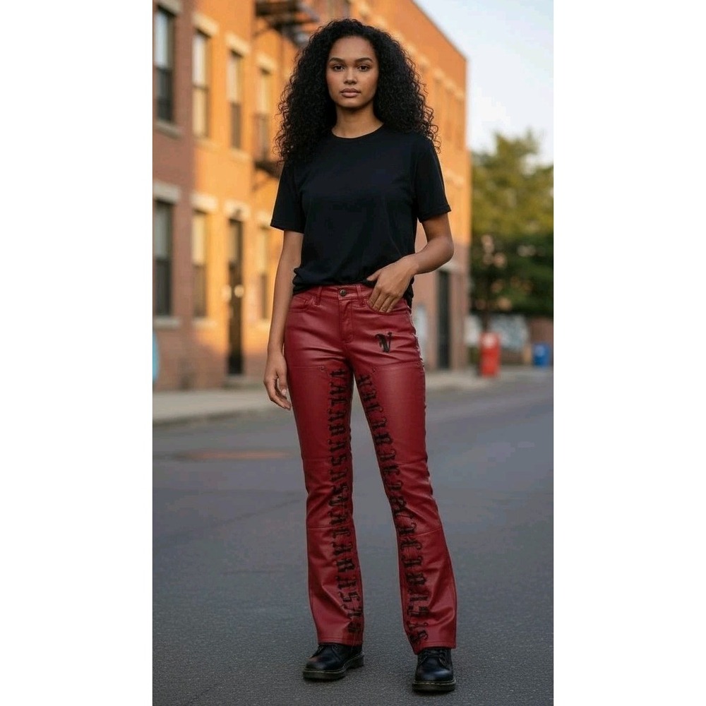 Womens Valabasas‎ Vegan Leather Pants Jeans Sz 29 RED